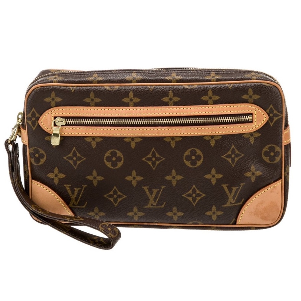 Louis Vuitton Monogram Wristlet Clutch in Brown and Natural Vachetta
